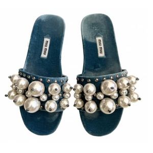 Miu miu pearly velvet slide
